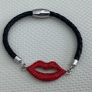 Red Lips Leather Bracelet